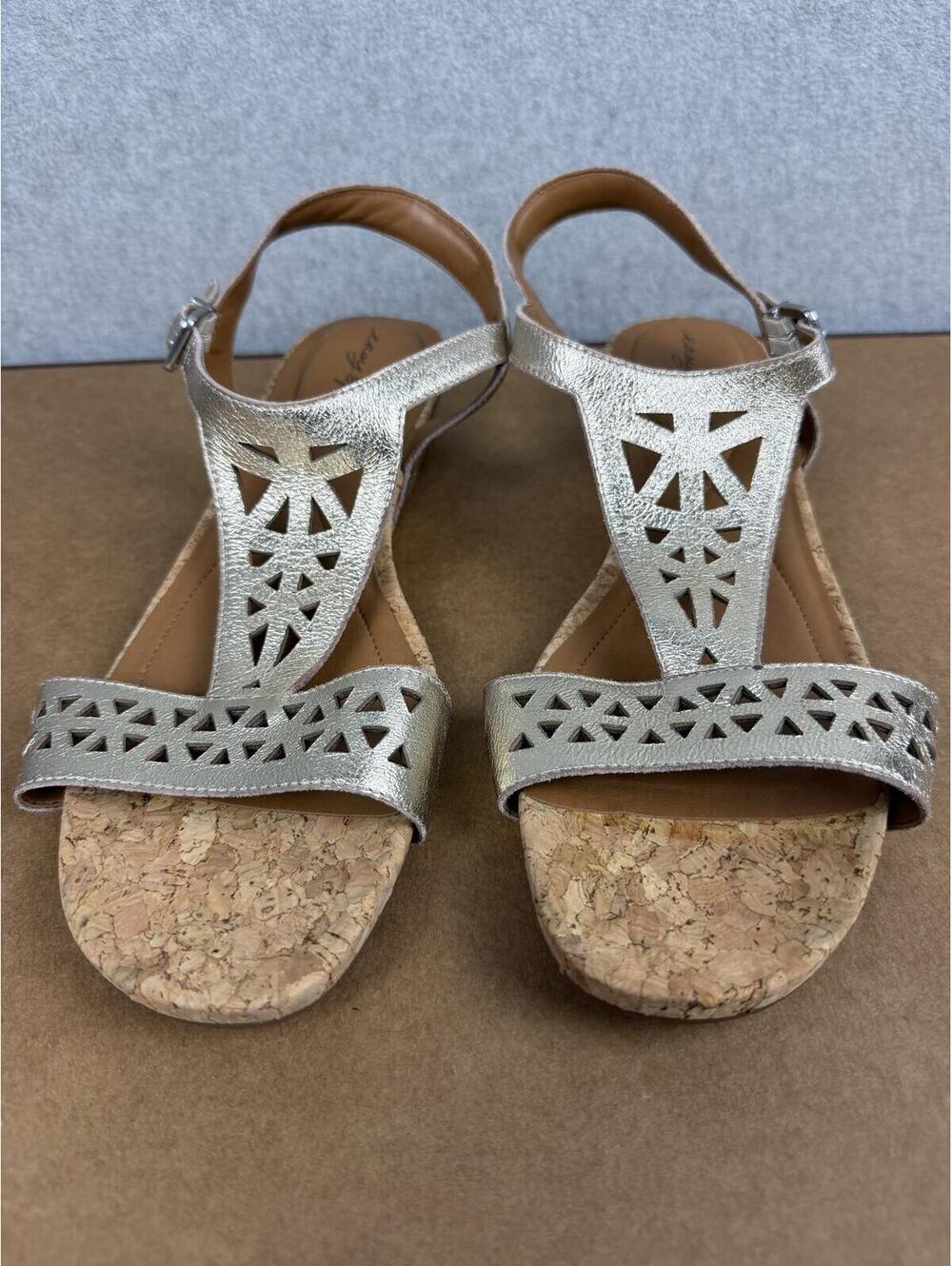 Easy Spirit Nyleen sandals gold geometric laser-cut design